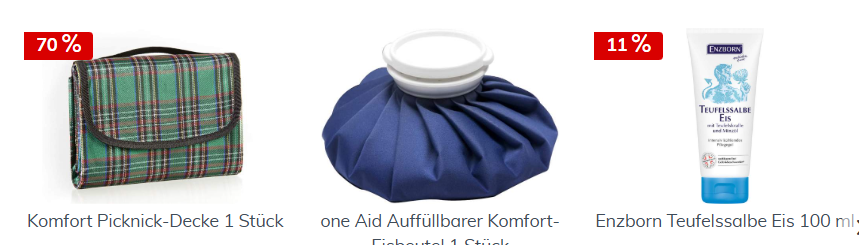 15% Rabatt auf
Picknickdecke, 
Teurfelskralle,
Auffüllbarer Eisbeutel